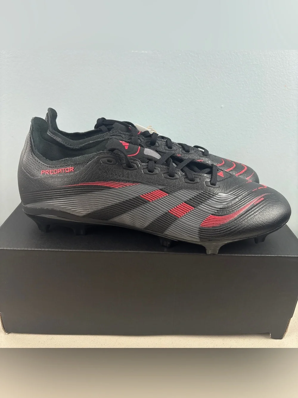 Adidas Predator League Soccer Cleats Black Red FG MG ID1328 Men’s Sz 10